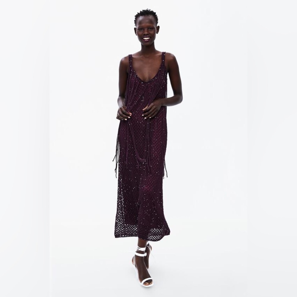 Zara Knitted Fringe Dress